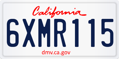 CA license plate 6XMR115