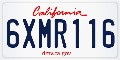 CA license plate 6XMR116