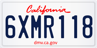 CA license plate 6XMR118