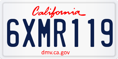 CA license plate 6XMR119