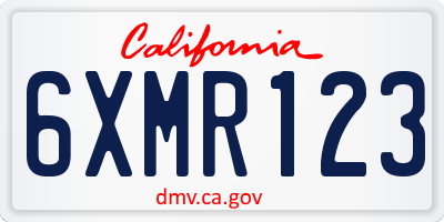 CA license plate 6XMR123