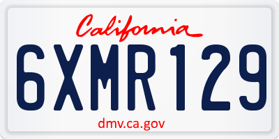 CA license plate 6XMR129