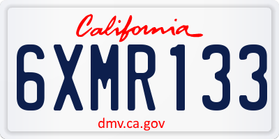 CA license plate 6XMR133