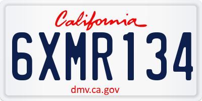 CA license plate 6XMR134