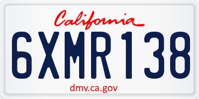 CA license plate 6XMR138