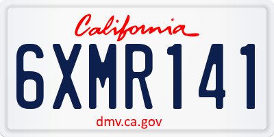 CA license plate 6XMR141