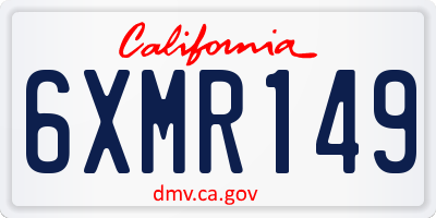 CA license plate 6XMR149