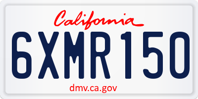 CA license plate 6XMR150