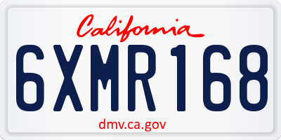 CA license plate 6XMR168