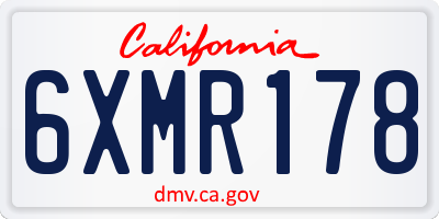 CA license plate 6XMR178