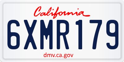 CA license plate 6XMR179