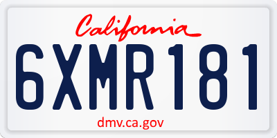 CA license plate 6XMR181