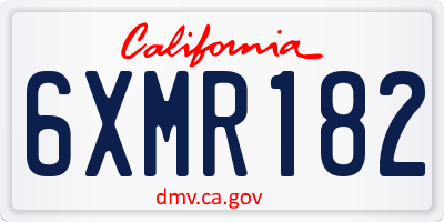 CA license plate 6XMR182