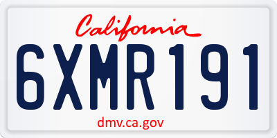 CA license plate 6XMR191