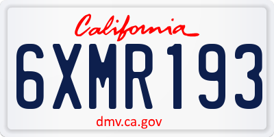 CA license plate 6XMR193