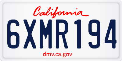 CA license plate 6XMR194