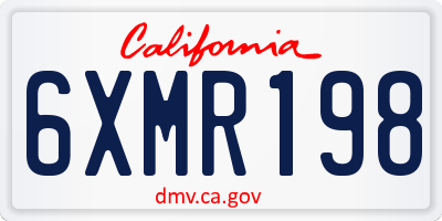 CA license plate 6XMR198