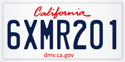 CA license plate 6XMR201