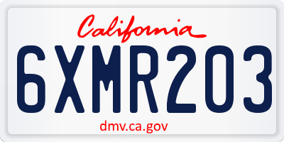 CA license plate 6XMR203