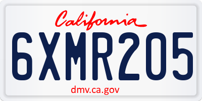 CA license plate 6XMR205