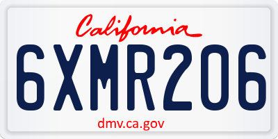 CA license plate 6XMR206