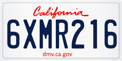 CA license plate 6XMR216