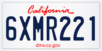 CA license plate 6XMR221