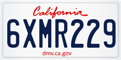 CA license plate 6XMR229