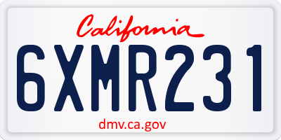 CA license plate 6XMR231