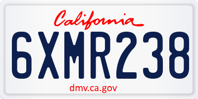 CA license plate 6XMR238