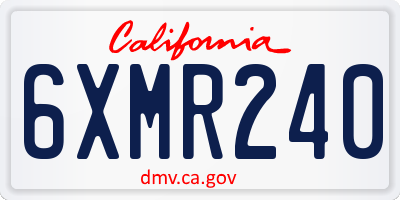 CA license plate 6XMR240