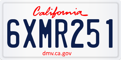 CA license plate 6XMR251