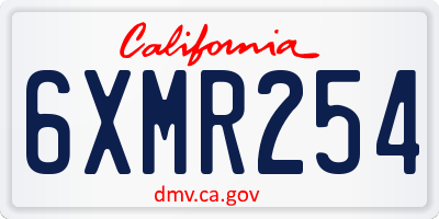 CA license plate 6XMR254