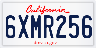 CA license plate 6XMR256