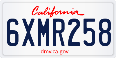 CA license plate 6XMR258