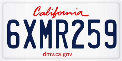 CA license plate 6XMR259