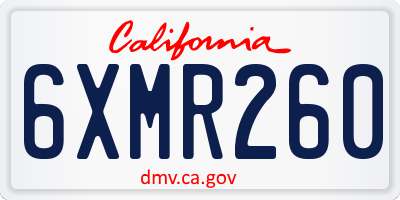 CA license plate 6XMR260