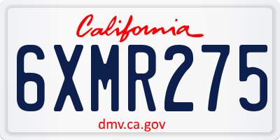 CA license plate 6XMR275