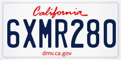 CA license plate 6XMR280
