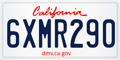 CA license plate 6XMR290