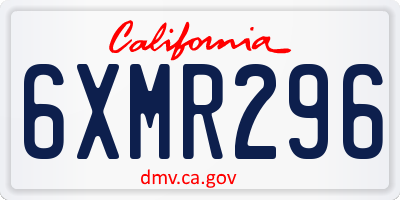 CA license plate 6XMR296