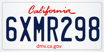 CA license plate 6XMR298