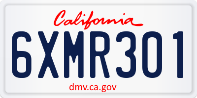 CA license plate 6XMR301