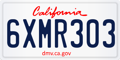 CA license plate 6XMR303