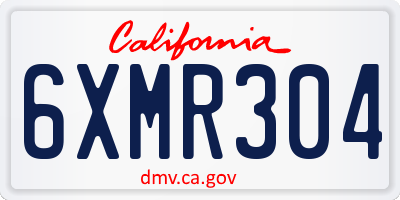 CA license plate 6XMR304