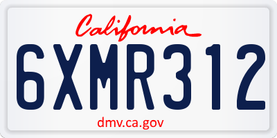 CA license plate 6XMR312