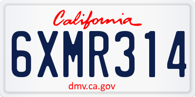 CA license plate 6XMR314