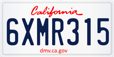 CA license plate 6XMR315