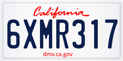 CA license plate 6XMR317