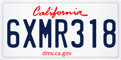 CA license plate 6XMR318